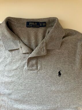 Polo by Ralph Lauren Men’s Heather Gray Polo with Navy Pony